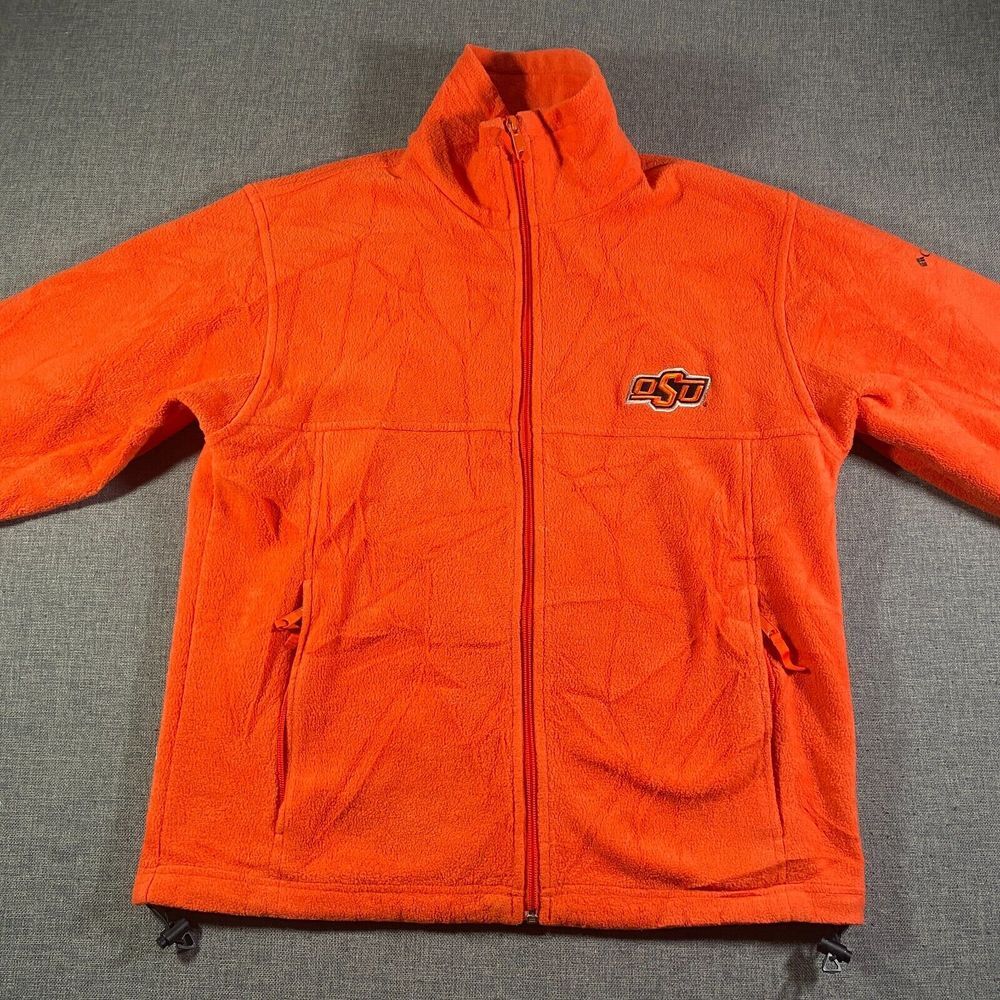 Columbia Oklahoma State Cowboys Fleece Full Zip Jacket Mens Size Medium Orange